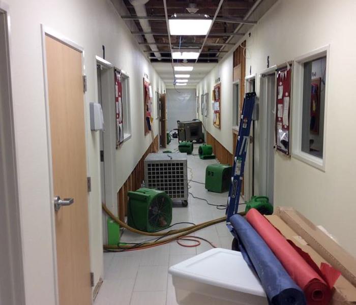 commercial hallway with drying equipment